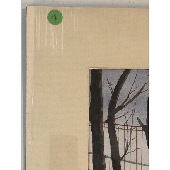 24"x20" Original Matted Watercolor PAINTING River Bridge by JOYCE GILBERT 1985 - Picture 3 of 6